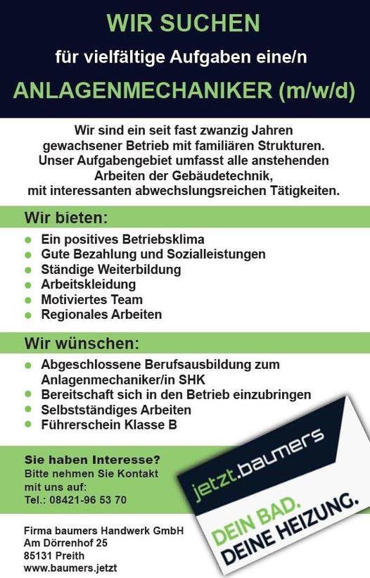 Stellenangebot SHK